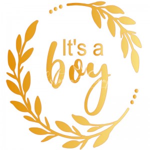 Надпись из винила "It's a boy", цвет золото зеркало, диам. 11 см